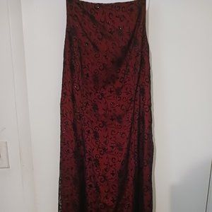 Vintage 90s Gothic Red and Black Nightway Gown